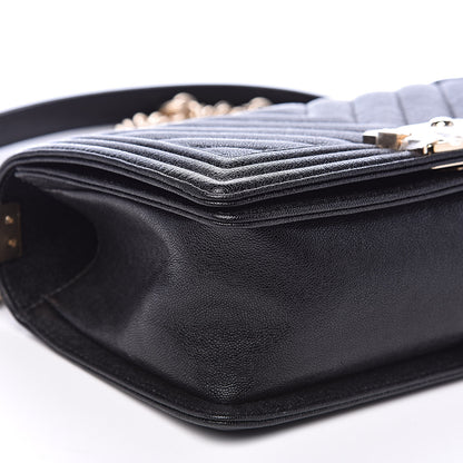 Chanel Caviar Chevron Quilted Medium Boy Flap Black 8 of 11