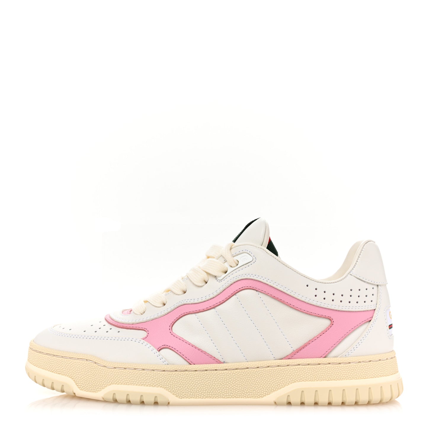 Calfskin Womens Re-Web Sneakers 37 White Pink