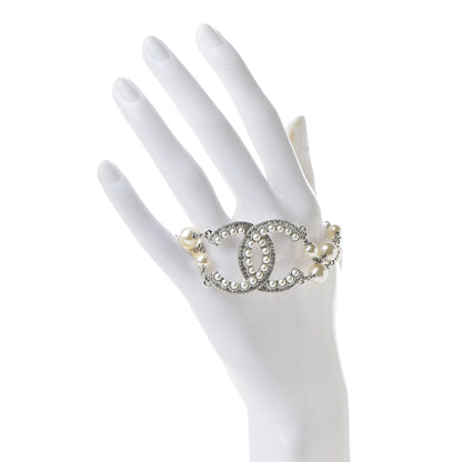 Chanel Pearl Crystal CC Bracelet Silver 2 of 4