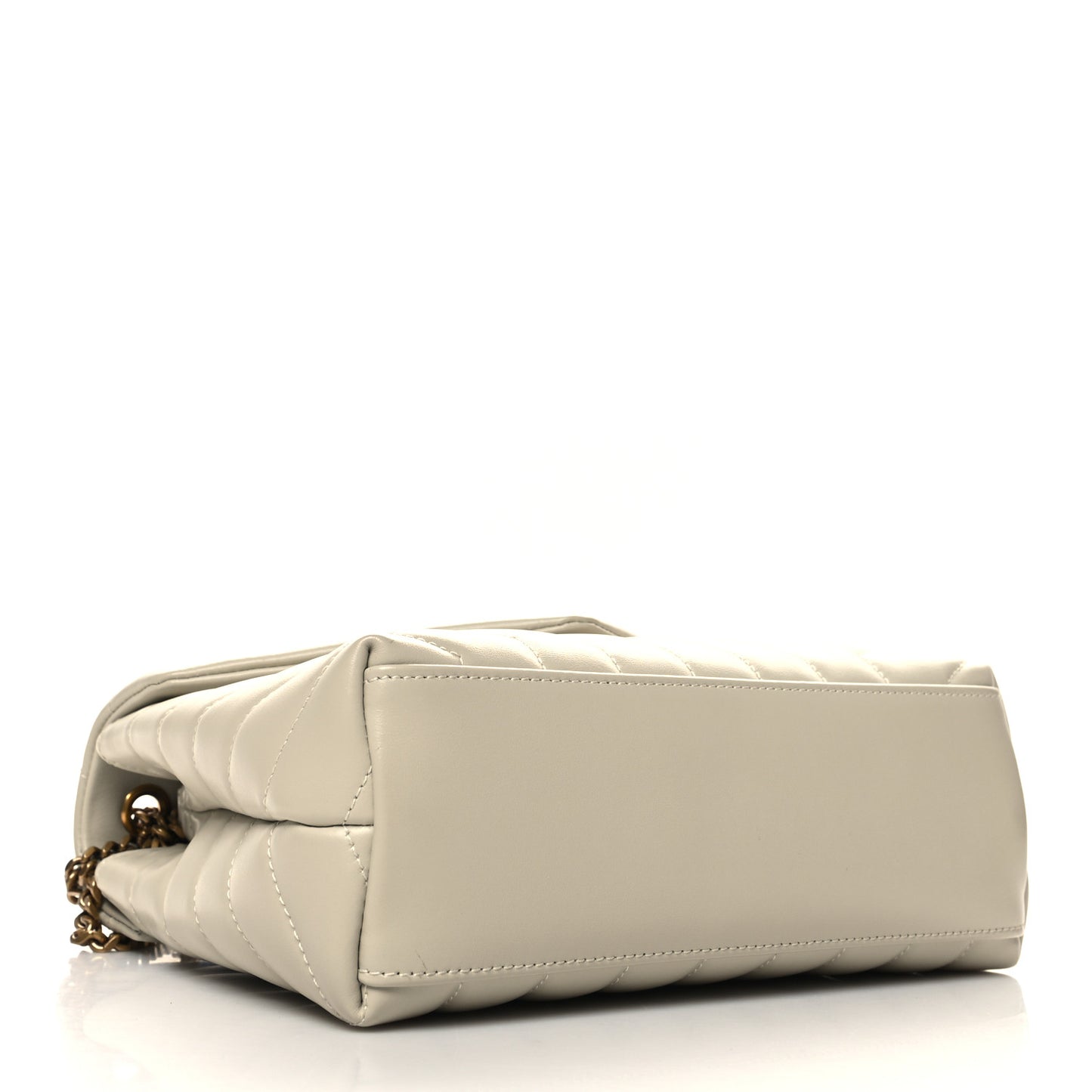 Calfskin Y Quilted Monogram Small Loulou Chain Satchel Blanc Vintage