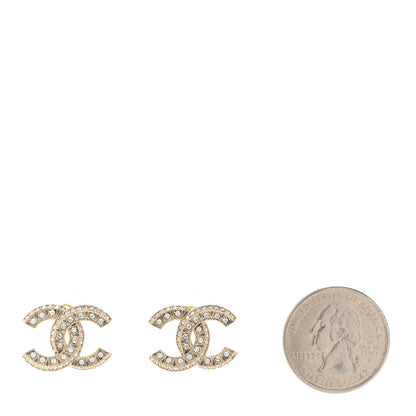 Chanel Crystal Timeless CC Earrings Light Gold 2 of 5