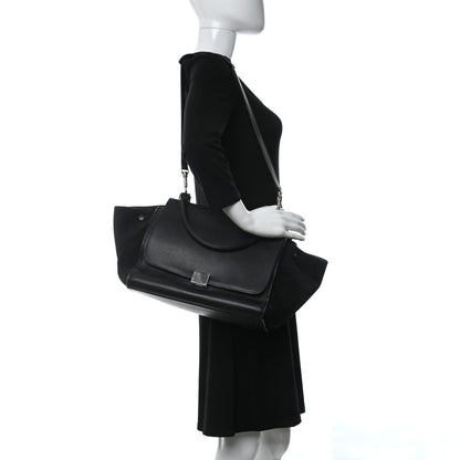 Celine Drummed Calfskin Suede Large Trapeze Black 3 of 15