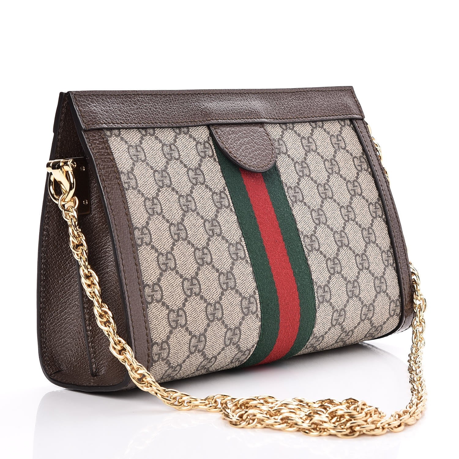 Gucci GG Supreme Monogram Web Small Ophidia Chain Shoulder Bag Brown 3 of 7