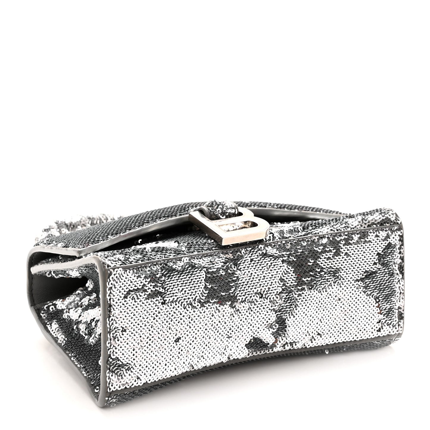Sequin Hourglass Top Handle Bag XS Silver