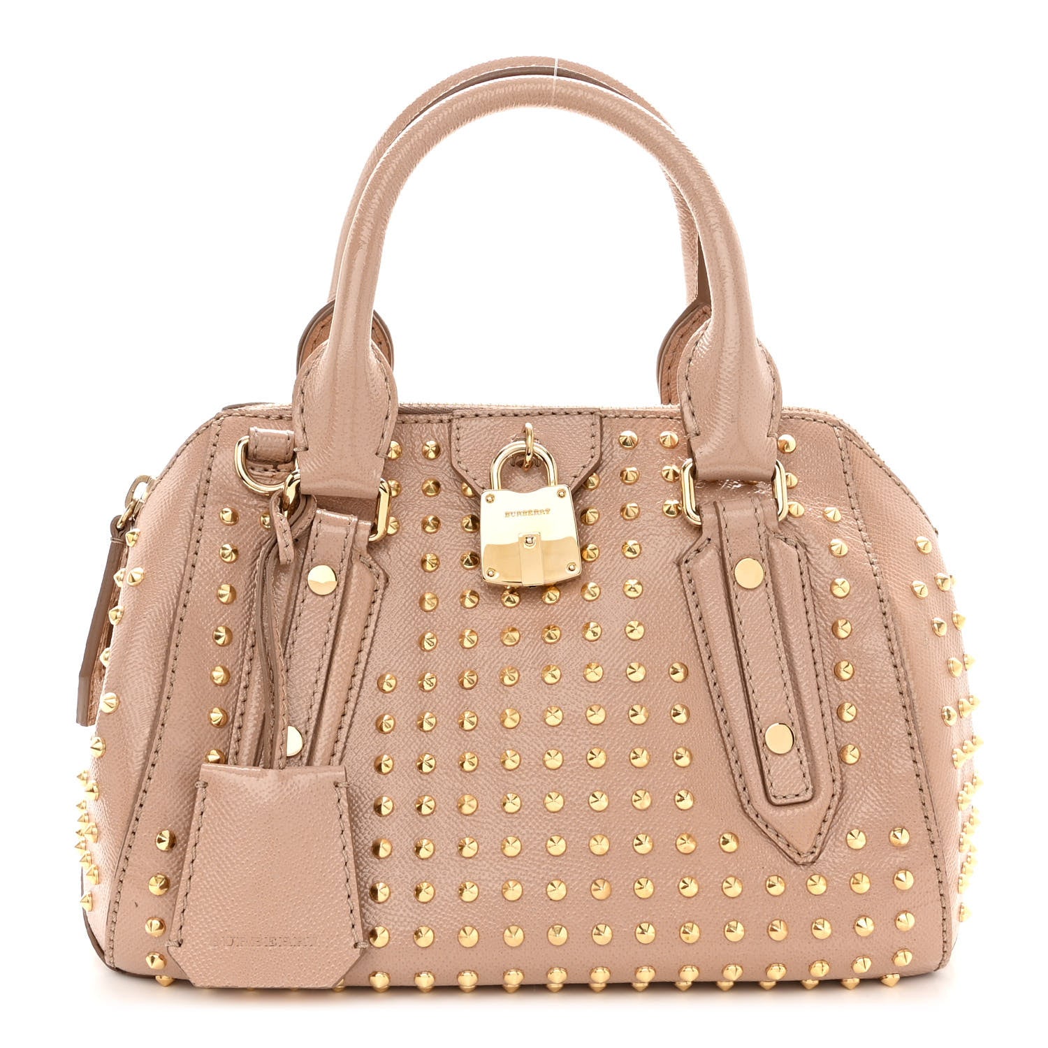 Burberry Patent Calfskin Studded Small Blaze Bowler Bag Oyster Pink 1 of 14