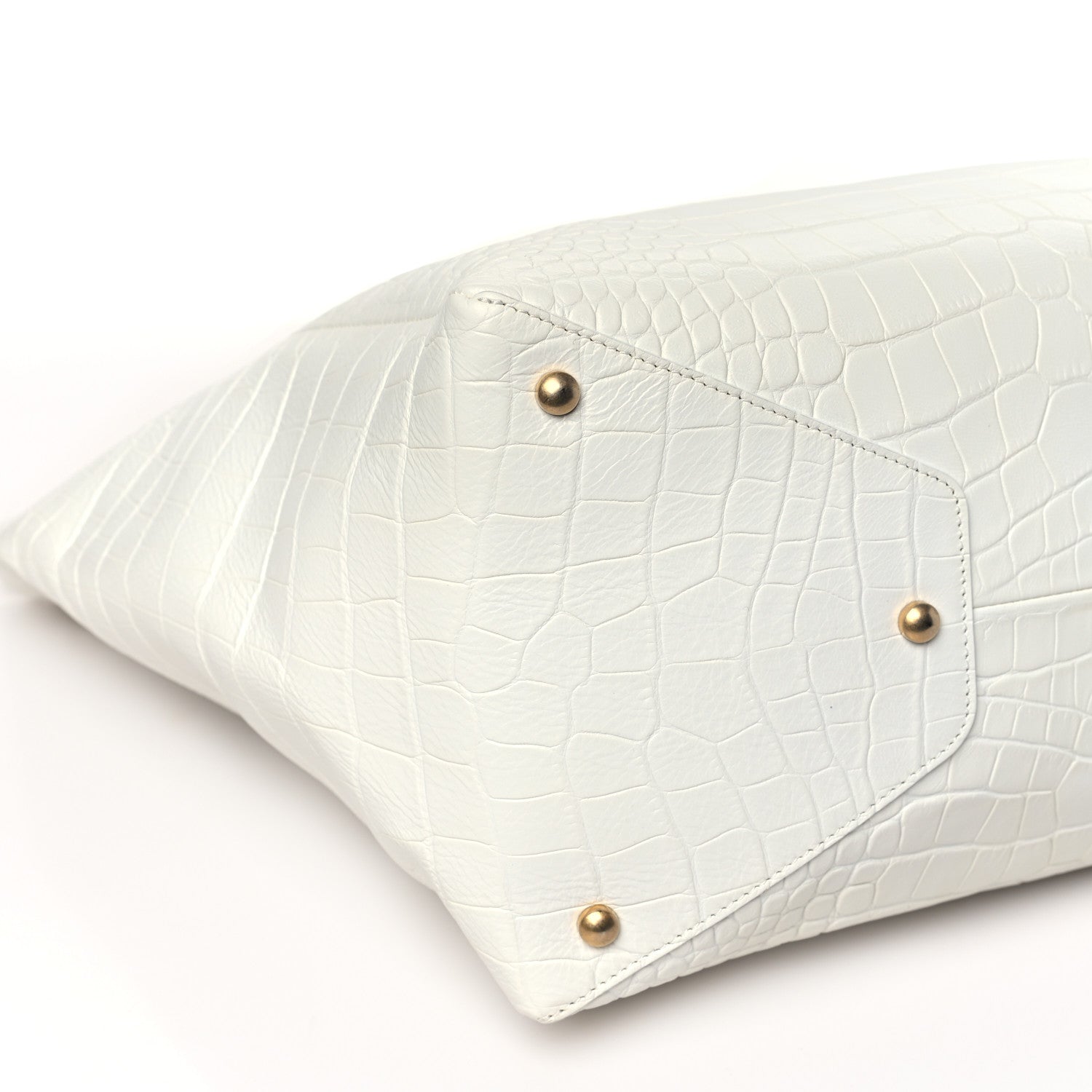 Chanel Calfskin Crocodile Embossed Large Cocodile Shopping Tote White 8 of 9