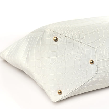 Chanel Calfskin Crocodile Embossed Large Cocodile Shopping Tote White 8 of 9