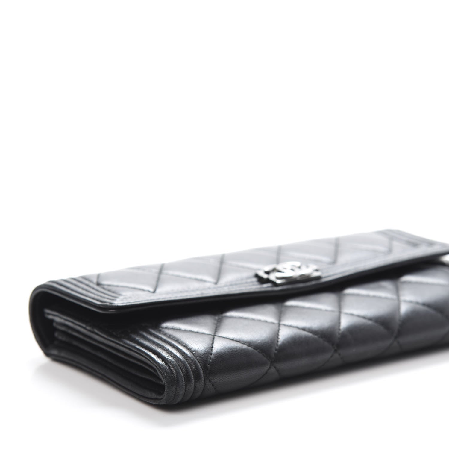 Chanel Lambskin Quilted Boy Flap Wallet Black 6 of 14