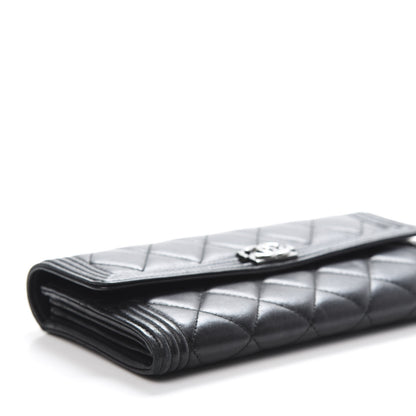 Chanel Lambskin Quilted Boy Flap Wallet Black 6 of 14