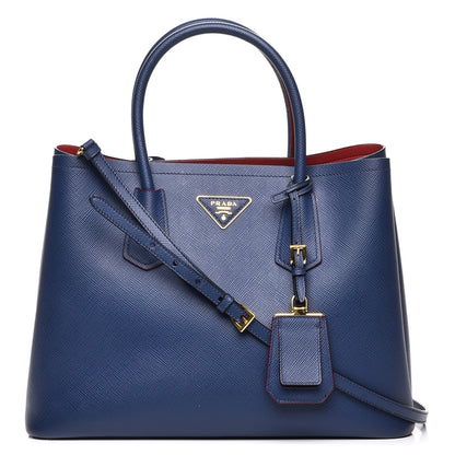 Prada Saffiano Cuir Medium Double Bag Bleuette 1 of 9
