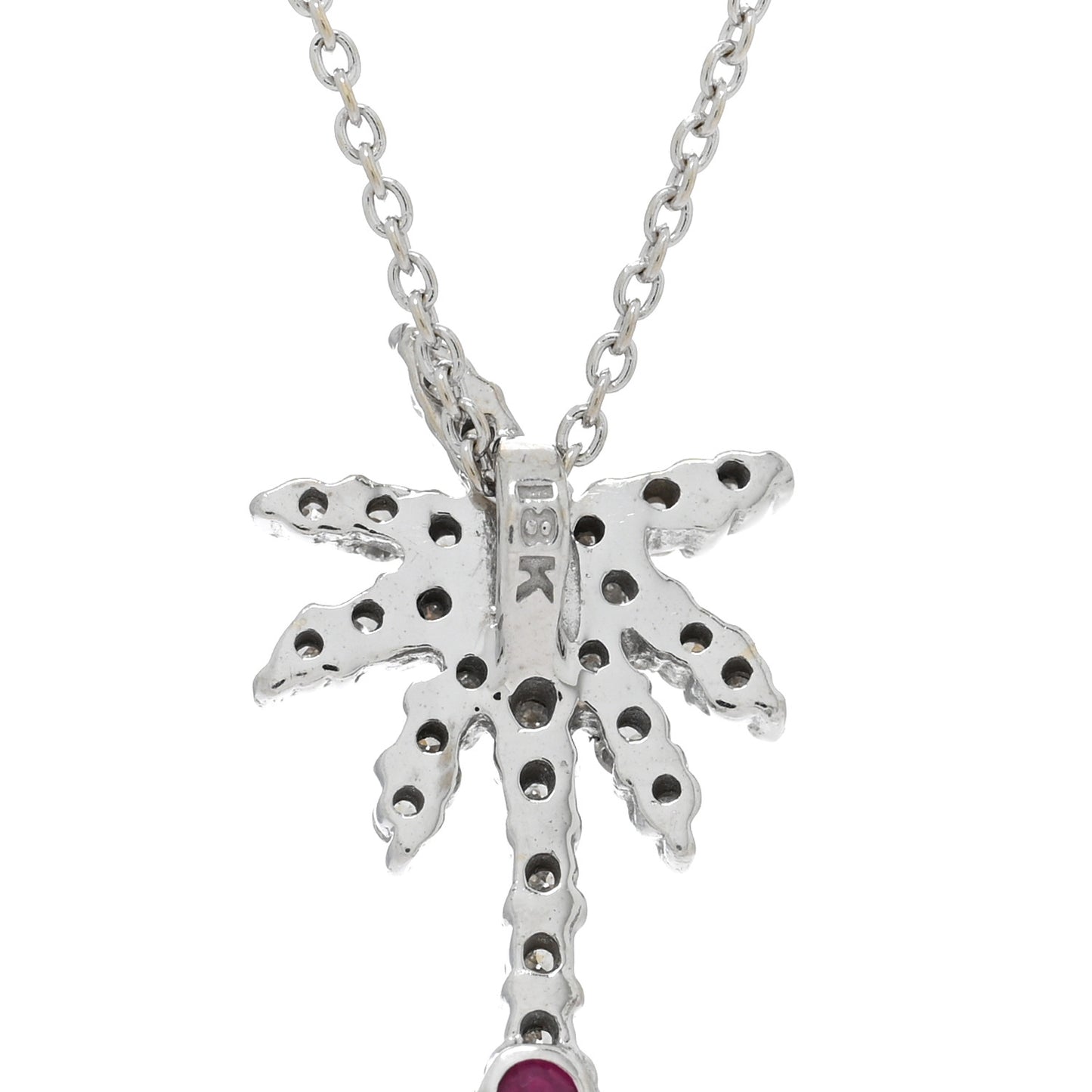 18K White Gold Diamond Tiny Treasures Palm Tree Pendant Necklace