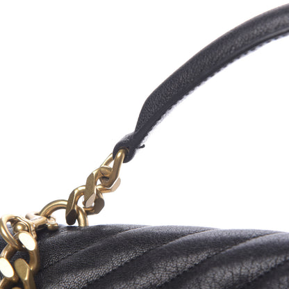 Saint Laurent Sheepskin Matelasse Chevron Monogram Large College Satchel Black 11 of 11