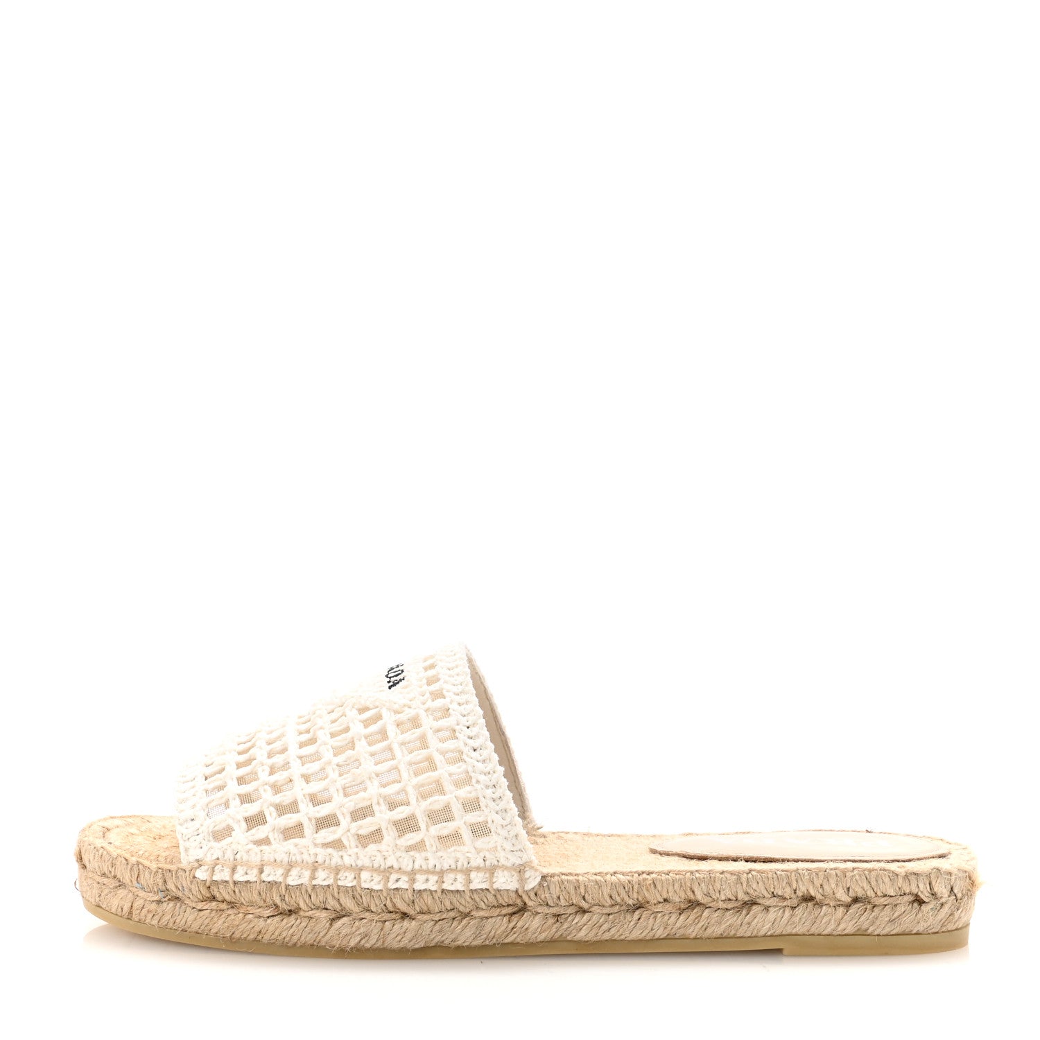 Prada Raffia Triangle Logo Crochet 20mm Espadrille Sandals 39 White Black 1 of 8