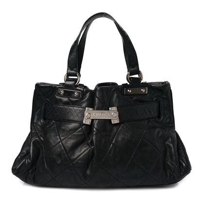 Chanel Lambskin Quilted Mademoiselle Lock Tote Black 1 of 7