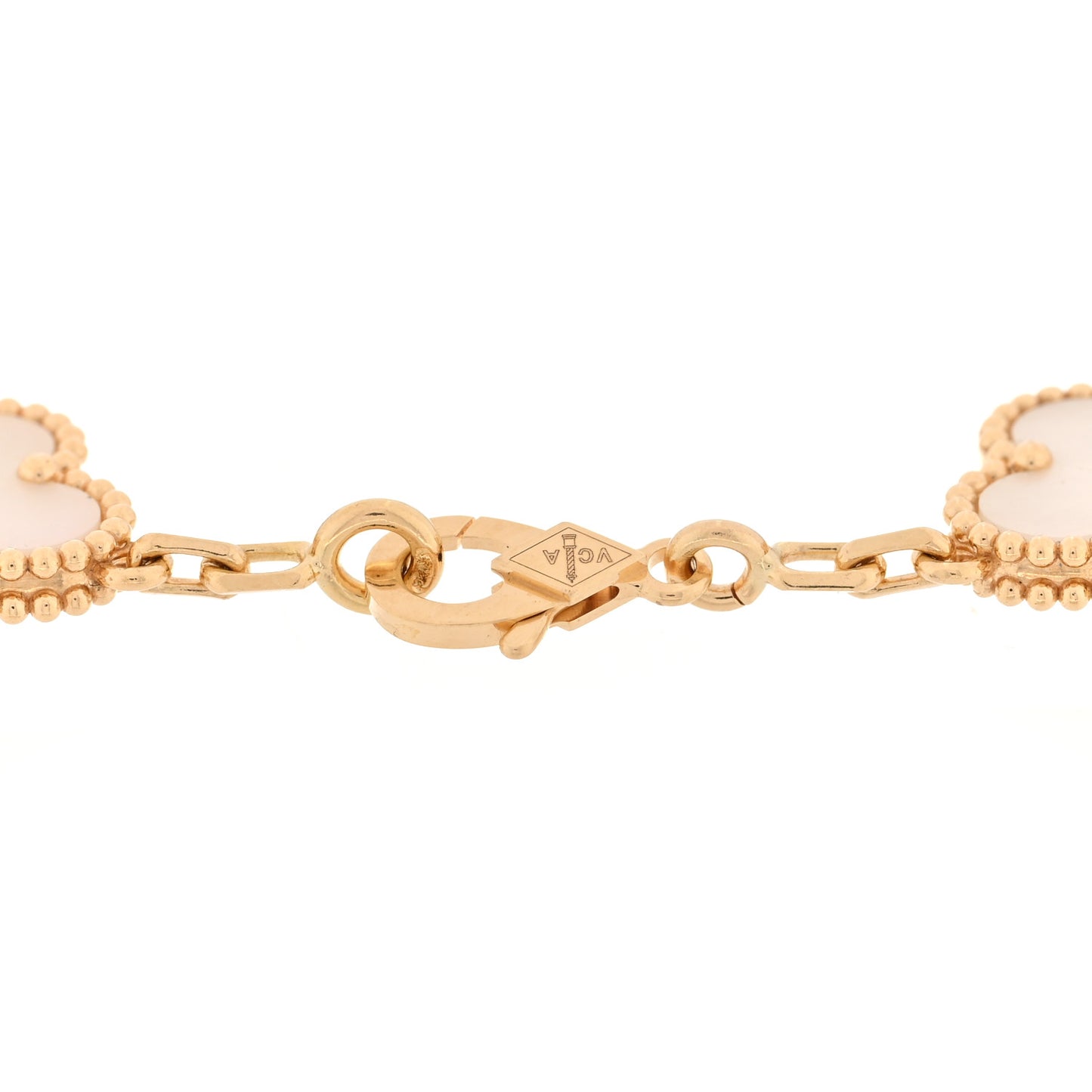18K Yellow Gold Mother of Pearl 5 Motifs Vintage Alhambra Bracelet