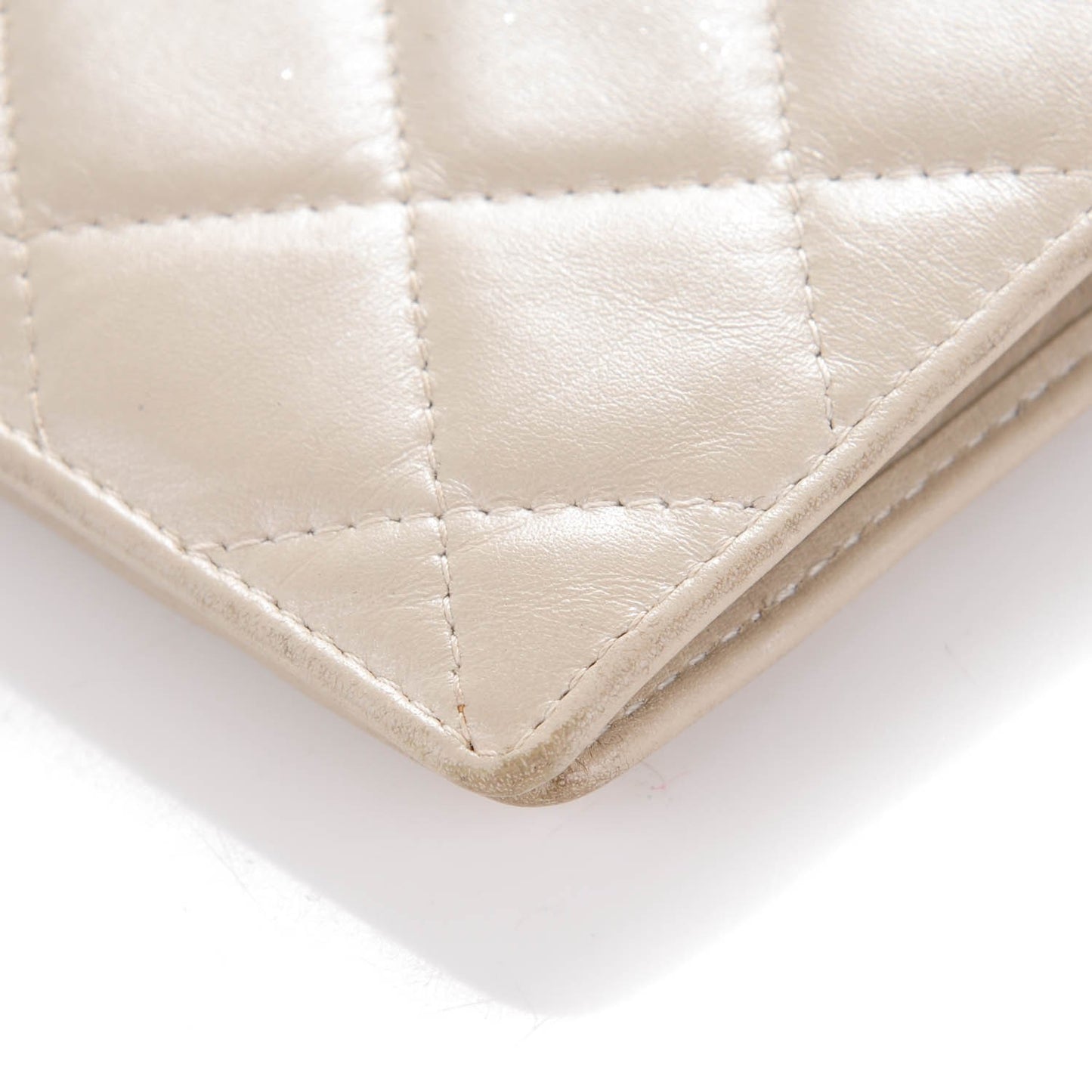 Calfskin Quilted Cambon Yen Wallet Pearl