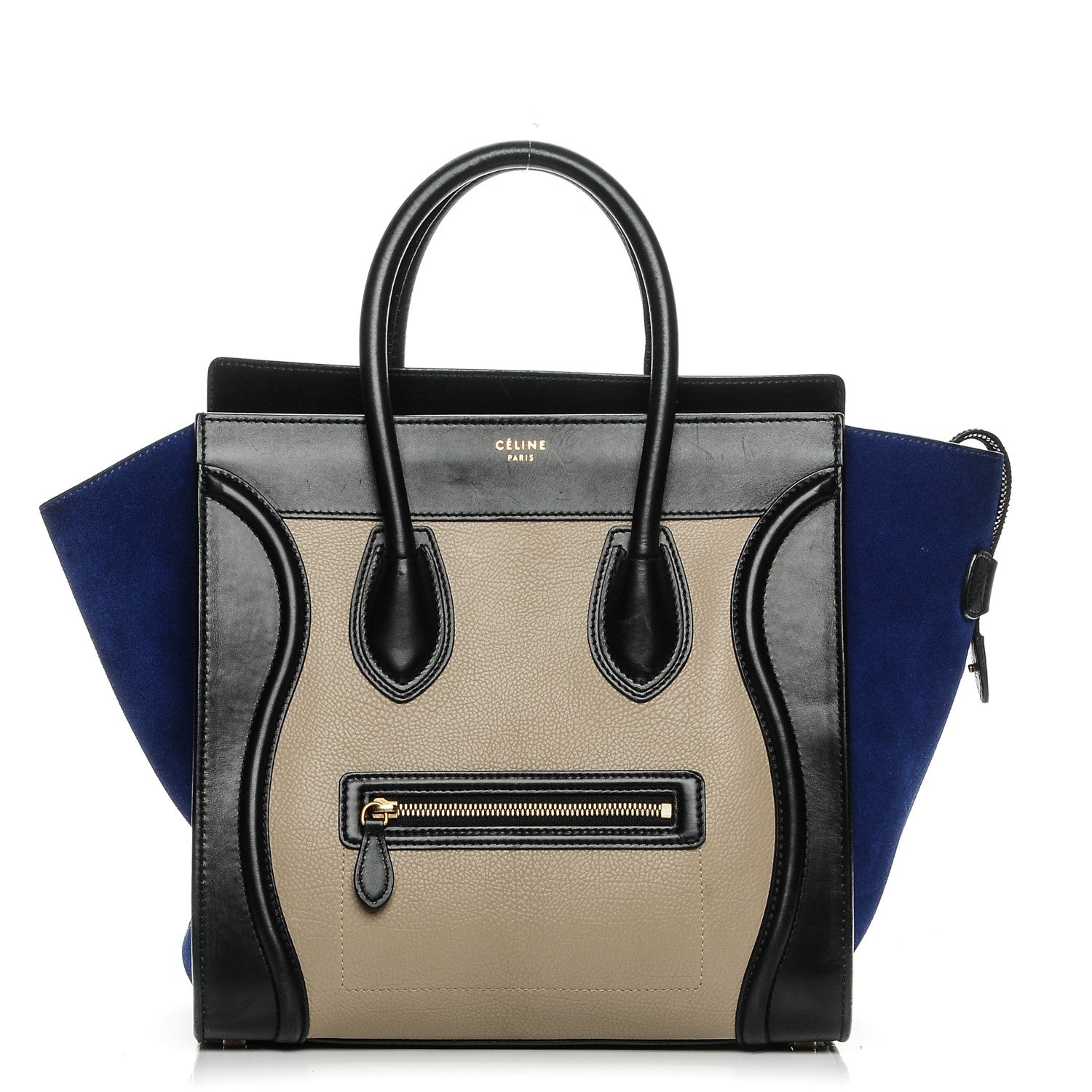 Celine Textured Calfskin Suede Mini Tri-Color Luggage Sand 1 of 8