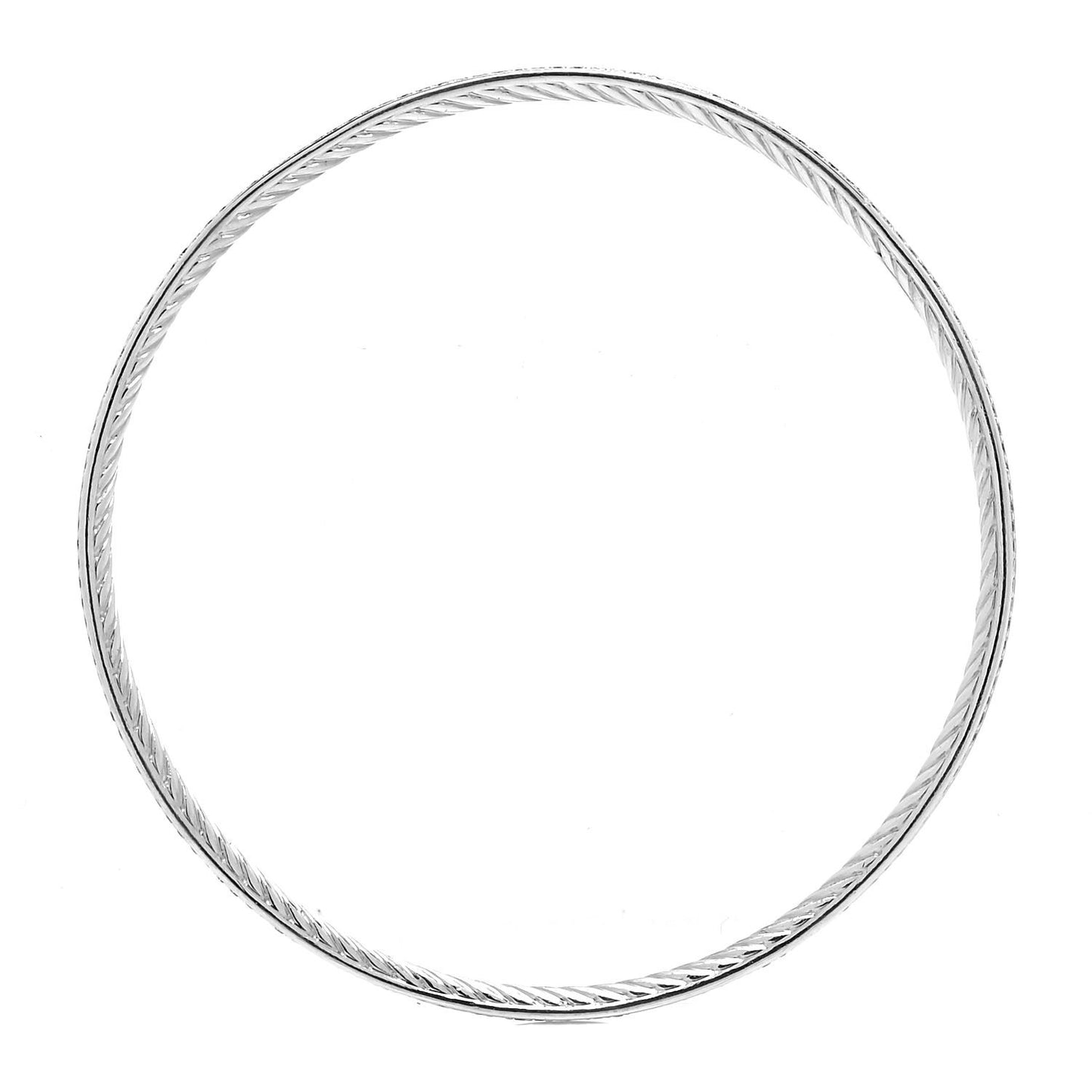 Sterling Silver Diamond 3mm Cable Bangle Bracelet