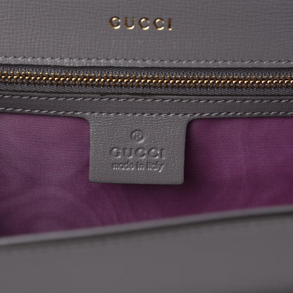 Gucci Textured Calfskin Silk Scarf Medium Torchon GG Ring Shoulder Bag Grey 10 of 12