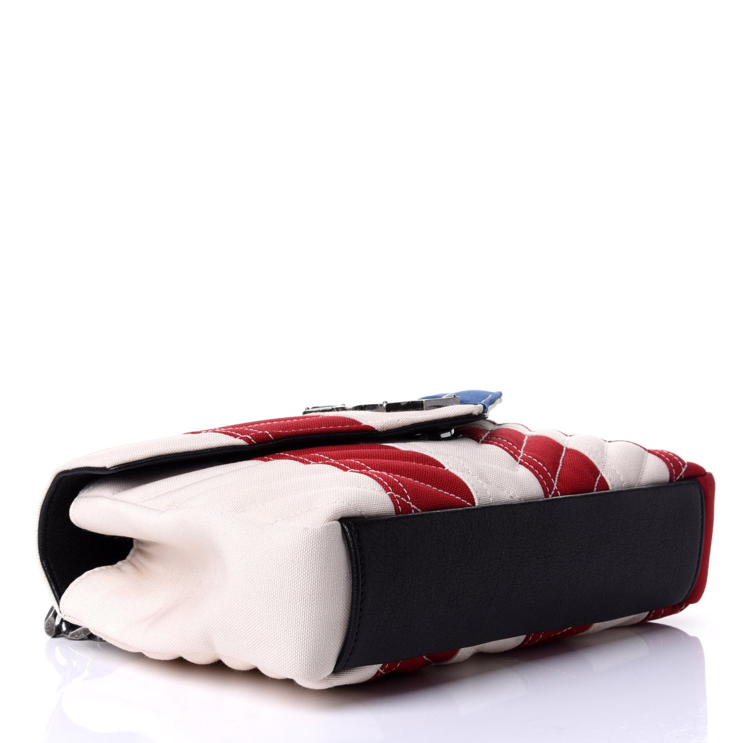 Canvas Matelasse Chevron American Flag Monogram Medium College Bag Red Blue