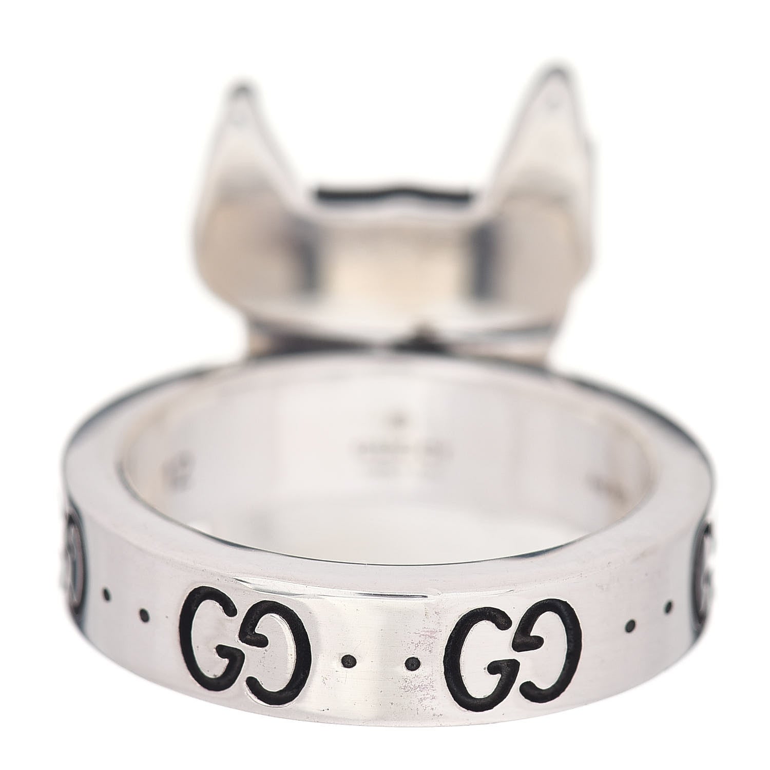 Gucci Sterling Silver Enamel Orso Ring 52 6 4 of 5