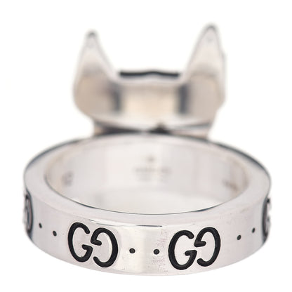 Gucci Sterling Silver Enamel Orso Ring 52 6 4 of 5