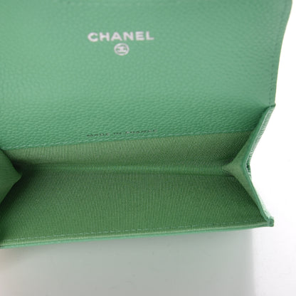 Chanel Caviar Chevron Quilted Card Holder Wallet Light Green 5 of 8