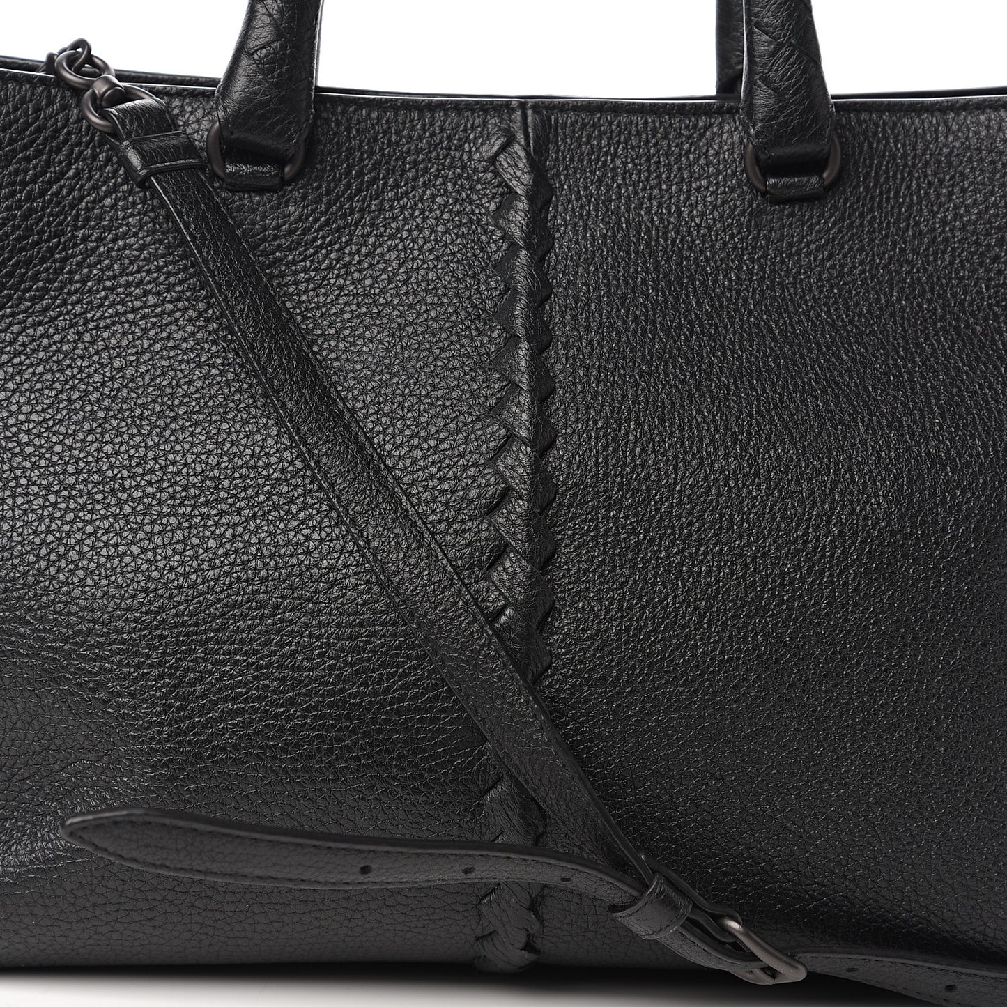 Cervo Deerskin Braided Tote Black