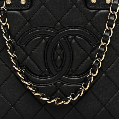 Chanel Calfskin Quilted Studded Square Vanity Case Black 8 of 10