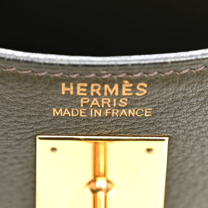 Hermes Vache Liegee Kelly Retourne 35 Vert Bronze 6 of 20