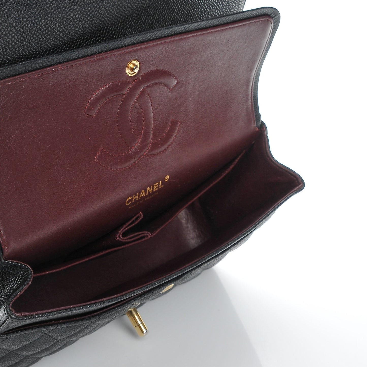 Caviar Quilted Medium Double Flap Black
