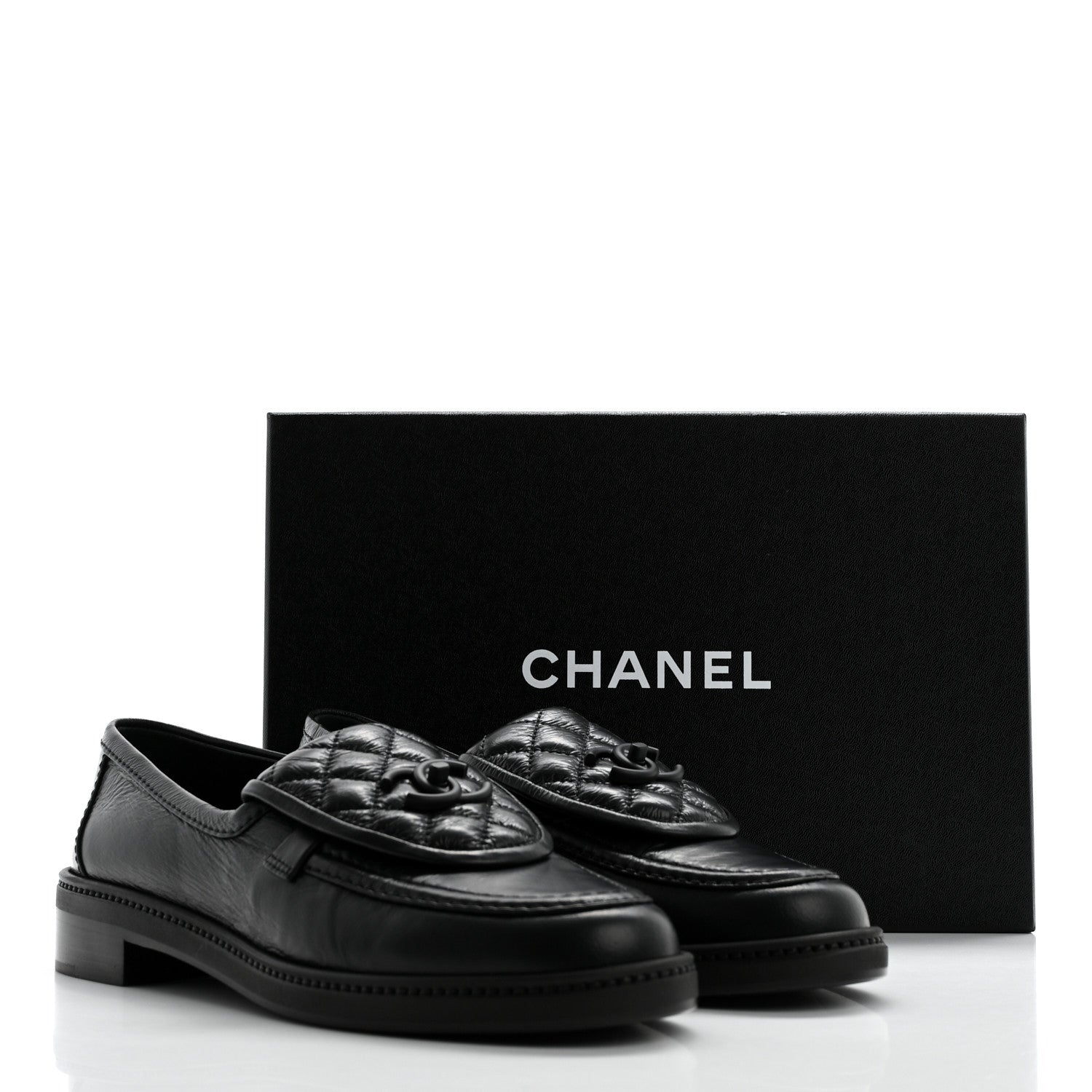 Chanel Crumpled Lambskin Quilted CC Turnlock Loafers 40.5 Black 9 of 9
