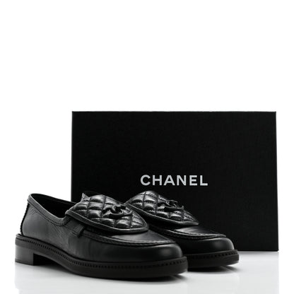 Chanel Crumpled Lambskin Quilted CC Turnlock Loafers 40.5 Black 9 of 9