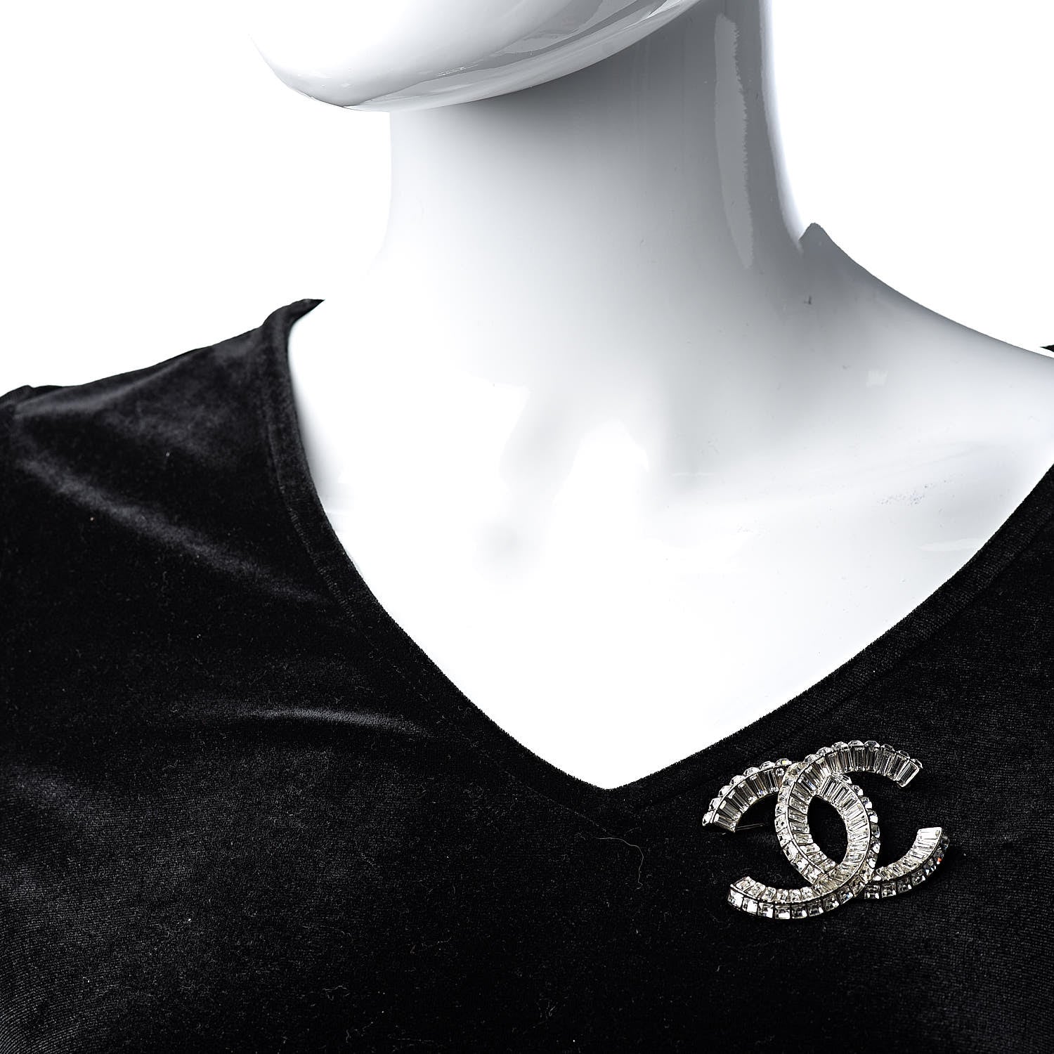 Chanel Baguette Crystal CC Brooch Silver 2 of 9