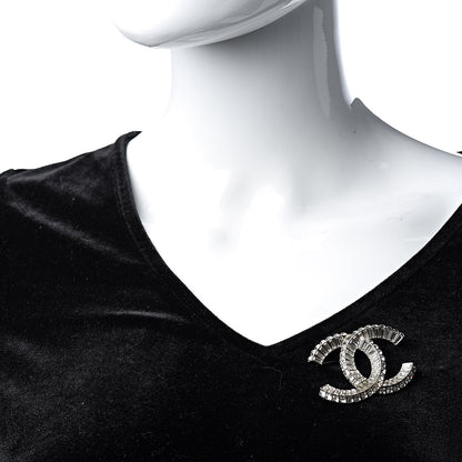 Chanel Baguette Crystal CC Brooch Silver 2 of 9