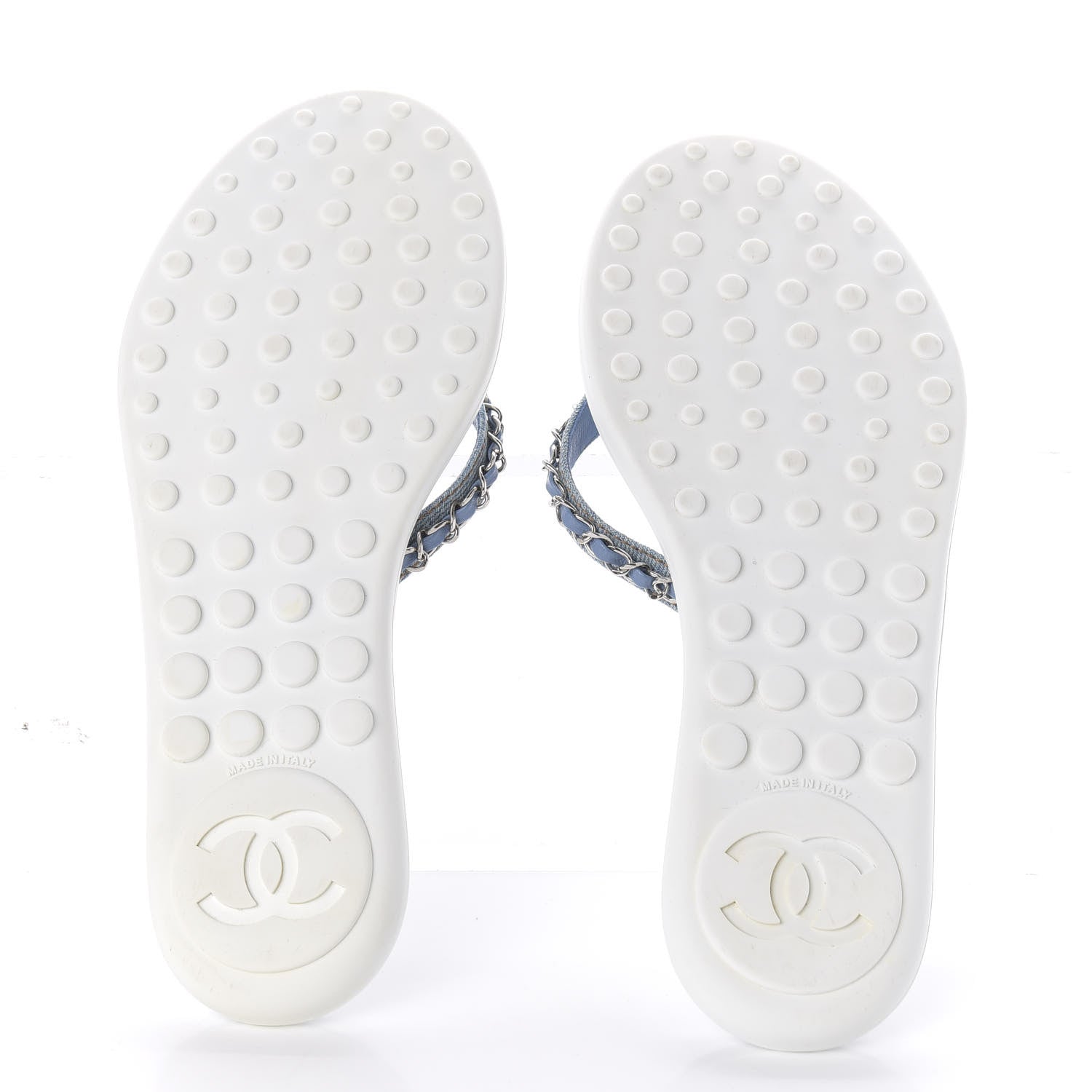 Chanel Denim CC Chain Thong Sandals 39 Blue 5 of 8