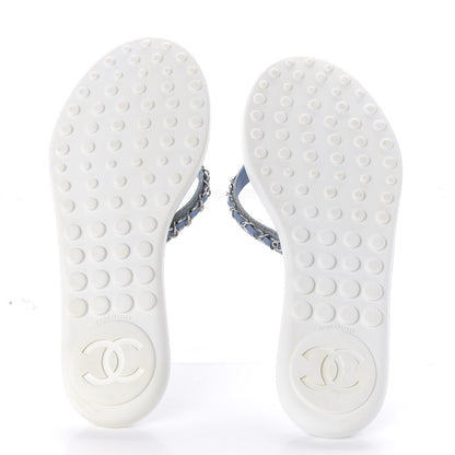 Chanel Denim CC Chain Thong Sandals 39 Blue 5 of 8