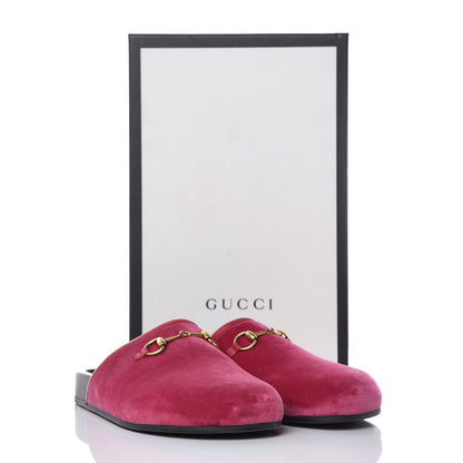 Gucci Softy Velvet Malaga Kid Womens Horsebit River Slippers 37 Light Raspberry Rose 10 of 10