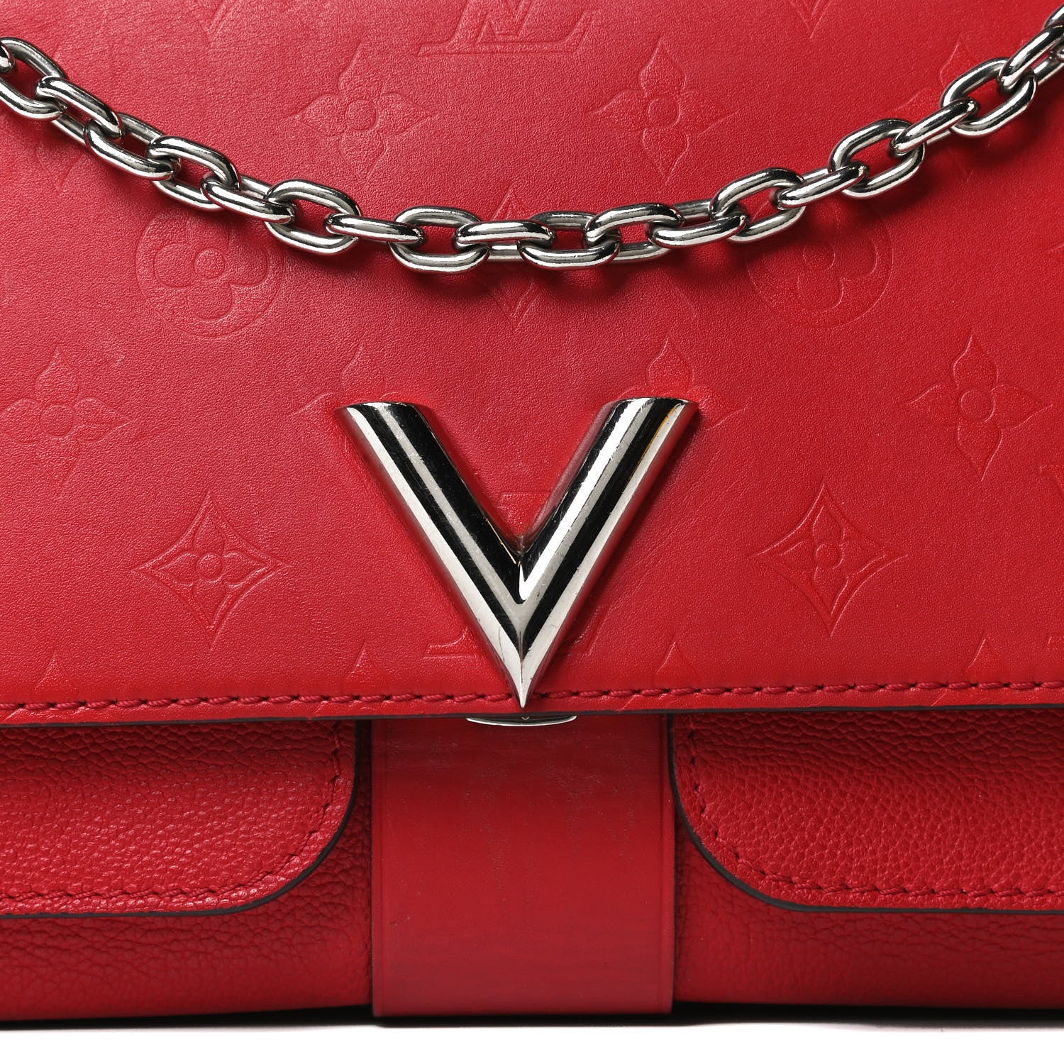 Louis Vuitton Monogram Cuir Plume Ecume Very Chain Bag Rubis Red 6 of 16