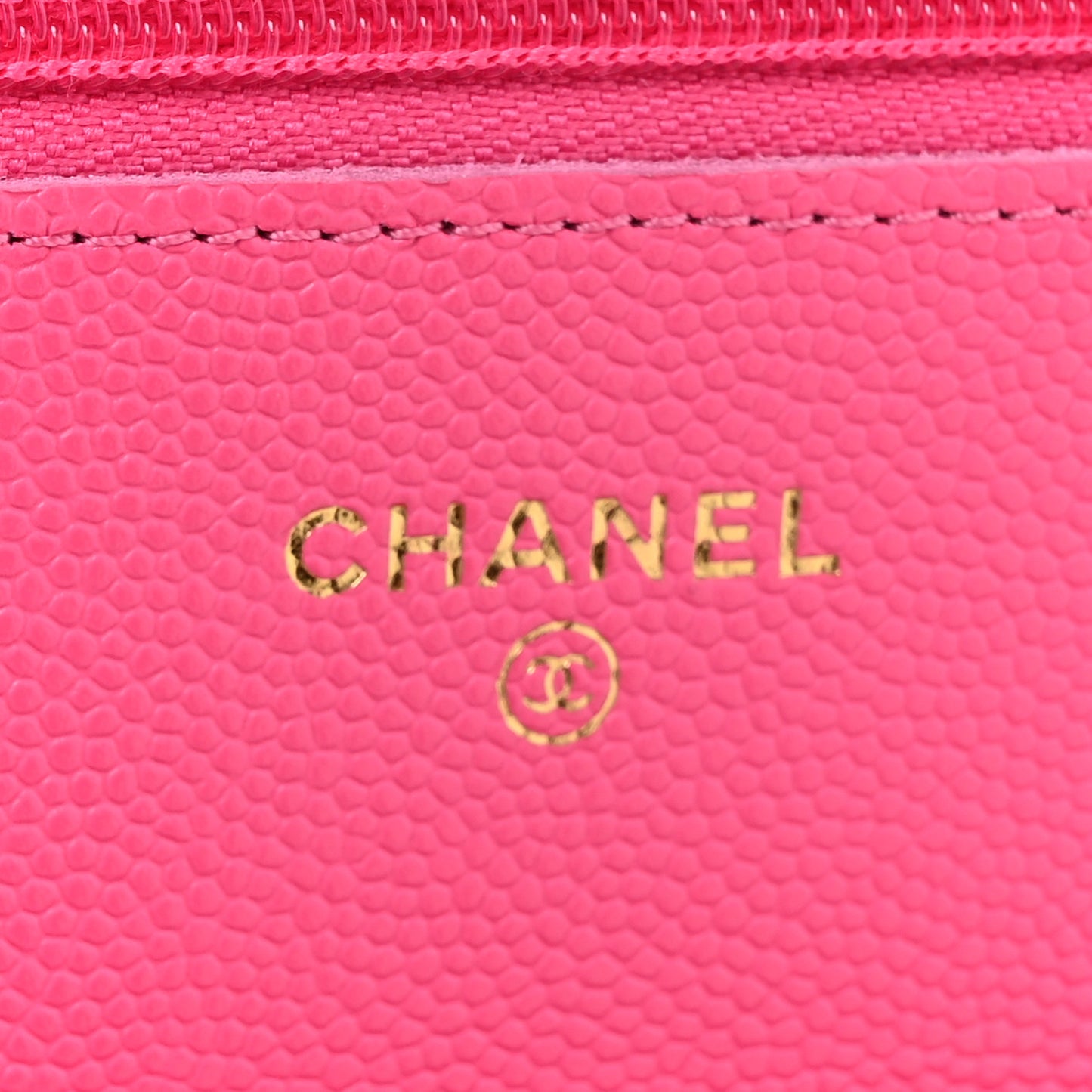 Caviar Quilted Wallet on Chain WOC Dark Pink