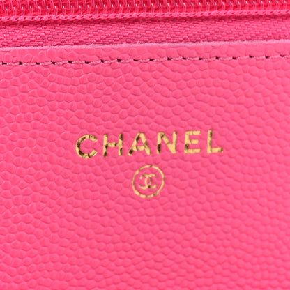 Chanel Caviar Quilted Wallet on Chain WOC Dark Pink 7 of 12