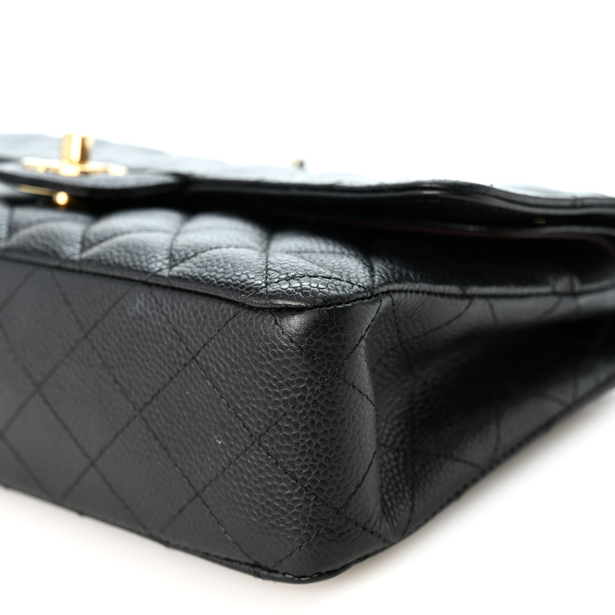 Caviar Quilted Medium Double Flap Black