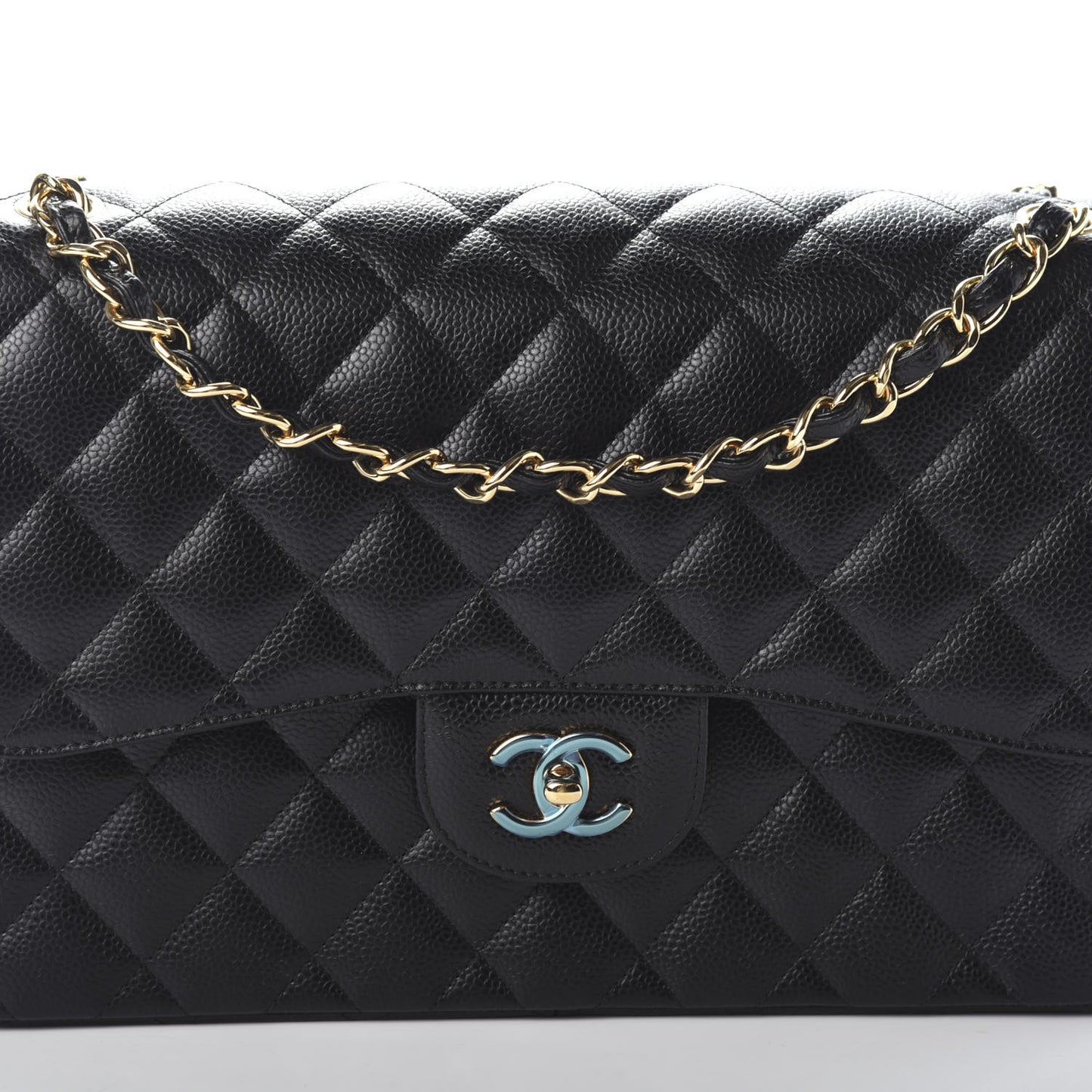 Caviar Quilted Jumbo Double Flap Black
