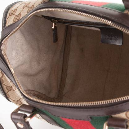 Gucci Monogram Vintage Web Medium Boston Dark Brown 6 of 8