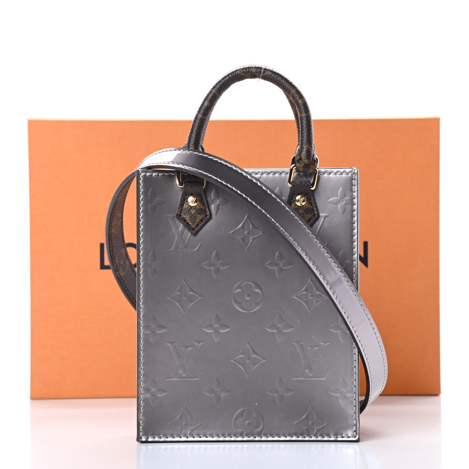 Louis Vuitton Vernis Monogram Petit Sac Plat Taupe Metallise 10 of 10