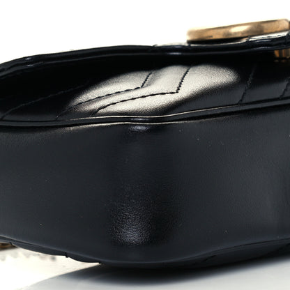 Gucci Calfskin Matelasse Super Mini GG Marmont Shoulder Bag Black 10 of 11