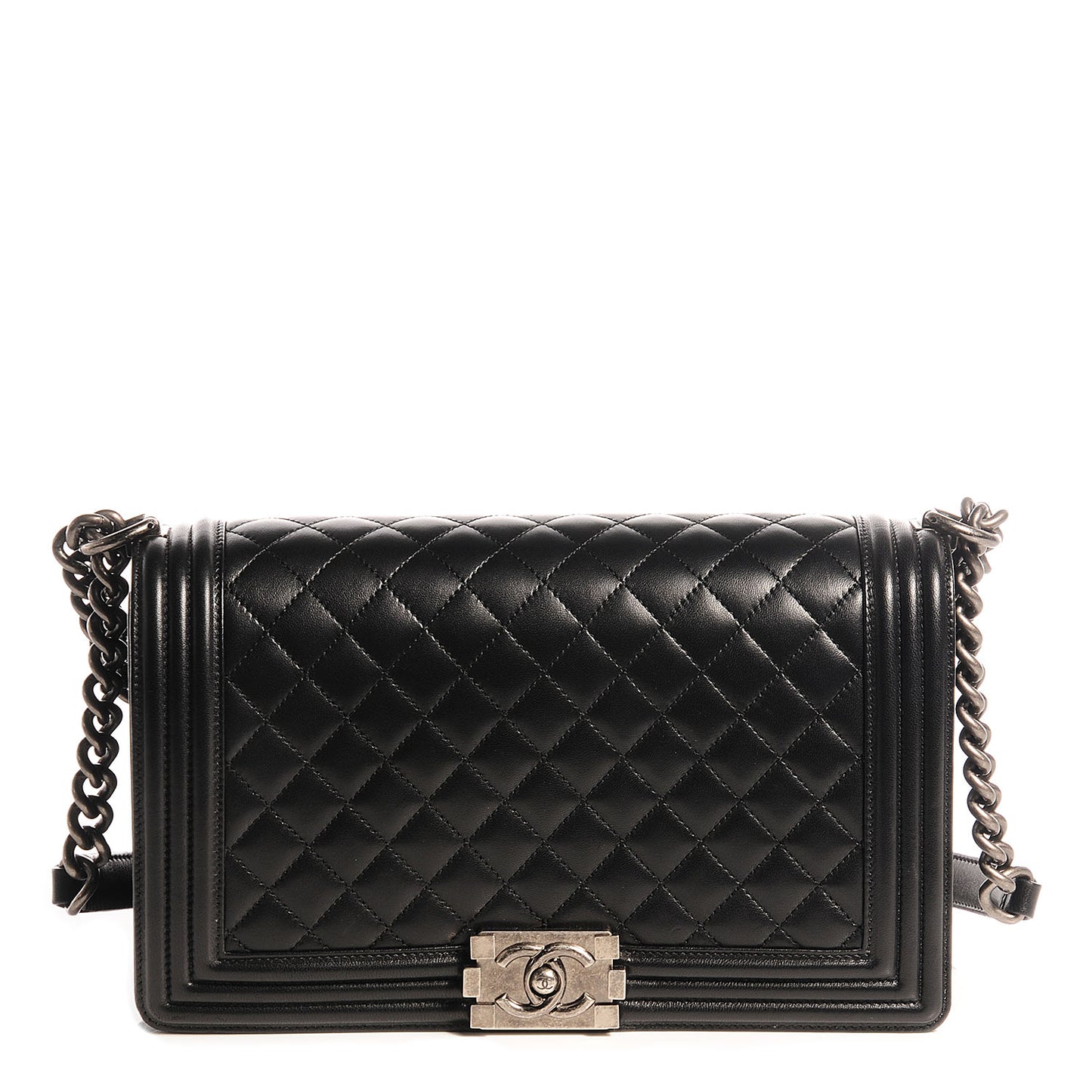 Lambskin Quilted New Medium Boy Flap Black