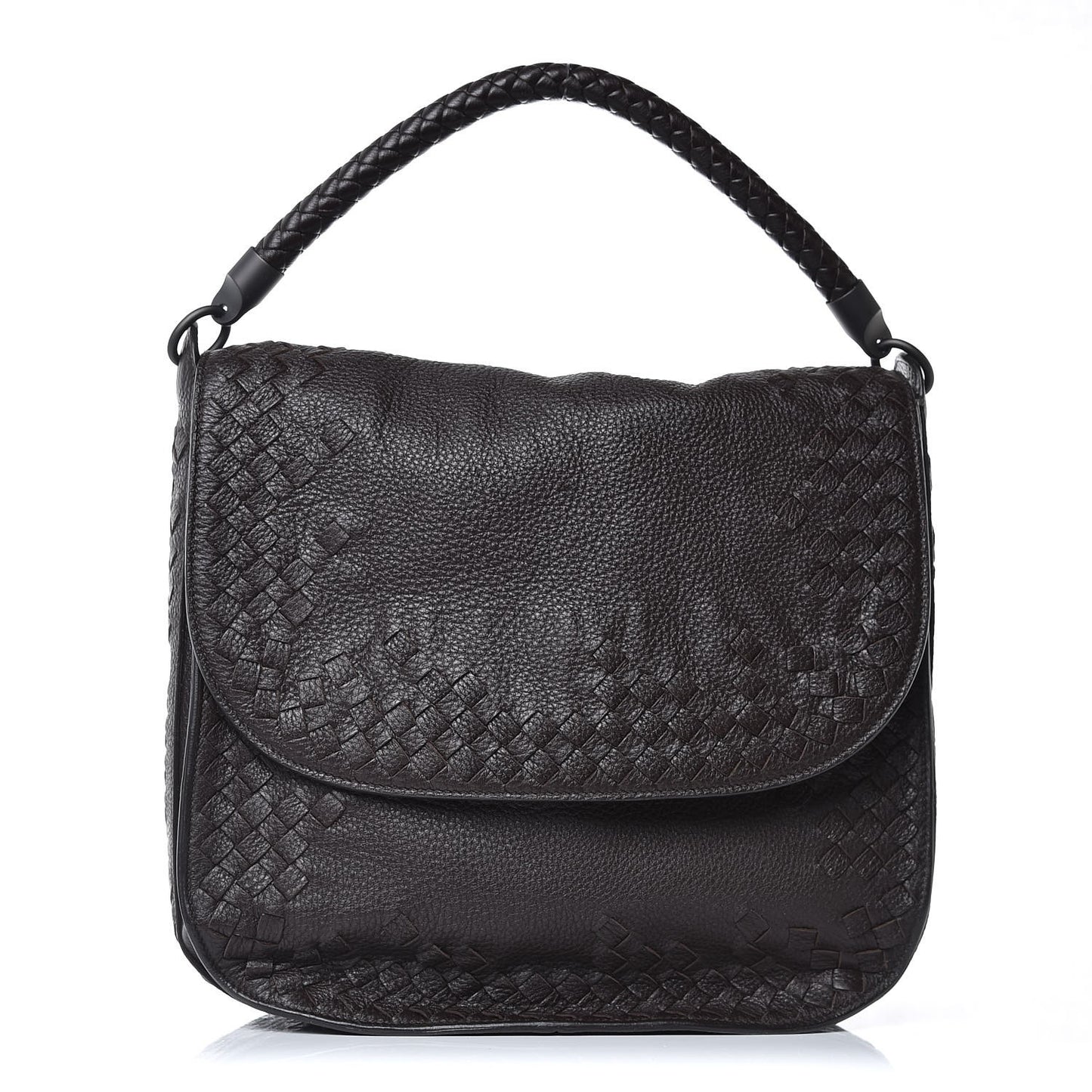 Cervo Deerskin Medium Flap Shoulder Bag Ebano