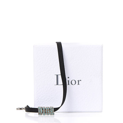 Christian Dior Grosgrain Turquoise Choker Necklace Black 4 of 4