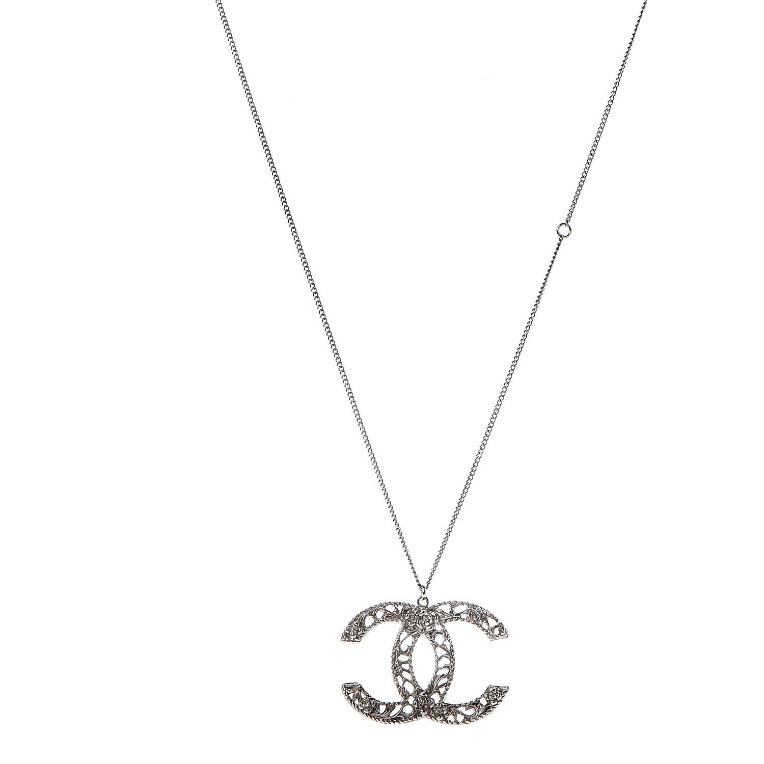 Chanel Large Baroque CC Necklace Silver 1 of 6